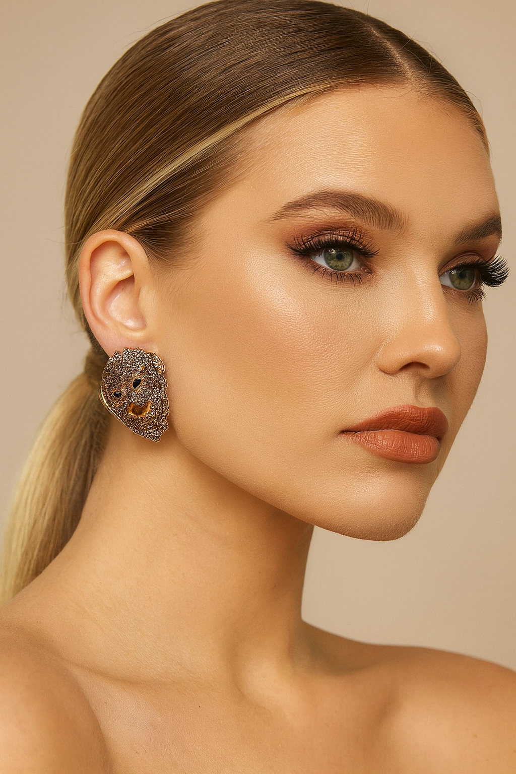 Aretes de chapa de oro.